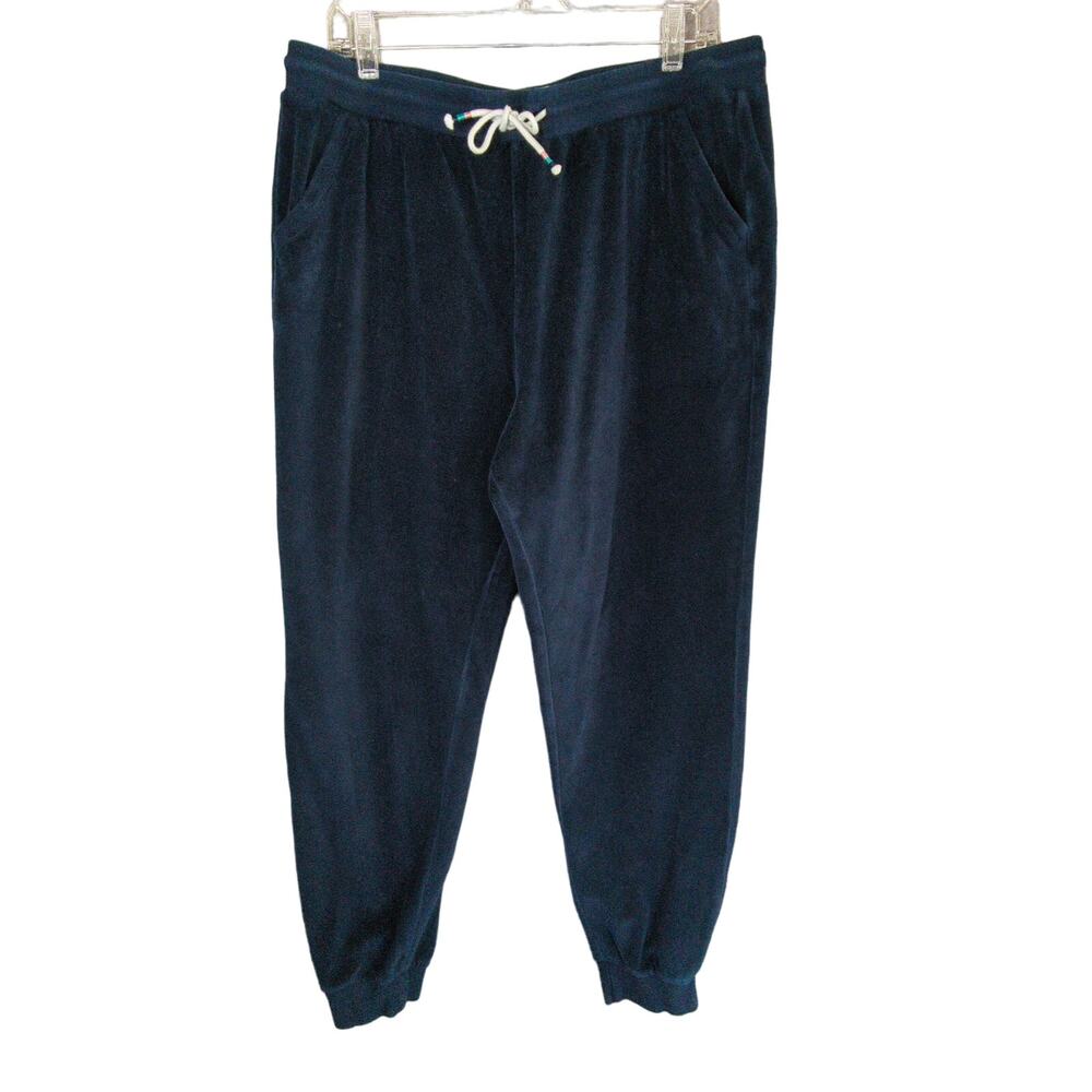 Marine Layer Velour Pants Womens L Blue Joggers Drawstring Pockets Cozy